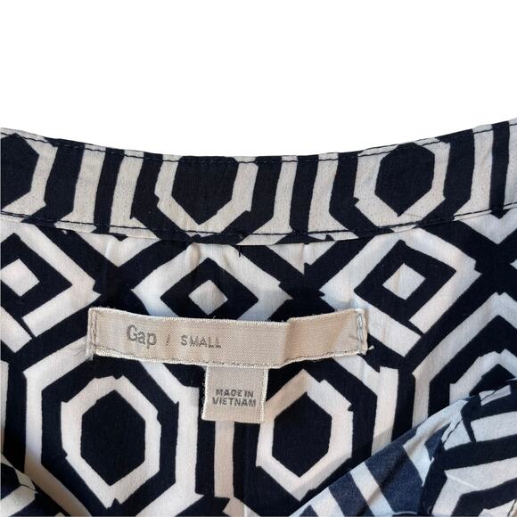 GAP Women's Long Sleeve Geometric Shift Work Dress Navy White Size Small Career - Picture 5 of 7